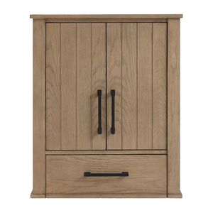 Armoire de salle de bain murale en teck avec tiroir - Product Image 1