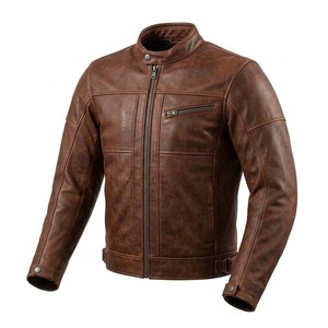 Chaqueta de cuero negra para hombre, chaquetas para hombre, ropa de motociclista, estilo casual urbano, abrigo protector. - Product Image 2