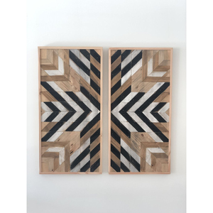 Conjunto de Arte Mural Geométrico Moderno de Madera, Escultura de Pared de Madera para Sala de Estar y Dormitorio, Panel de Madera Tallado Hueco para Colgar - Product Image 2