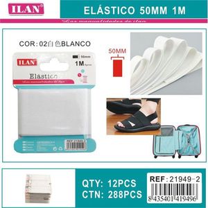Nastro Elastico ILAN 50mm 1m Bianco per Artigianato e Cucito - Product Image 2