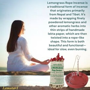ธูปเชือกตะไคร้ทิเบตทำมือจากเนปาล คุณภาพสูง เป็นมิตรกับสิ่งแวดล้อม กลิ่นหอมธรรมชาติ ติดทนนาน 20-30 นาที เหมาะสำหรับโยคะและการทำสมาธิ - Product Image 6
