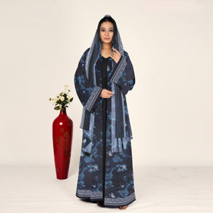 Abaya de Chifón con Estampado Floral, Pañuelo para la Cabeza, Frente Abierto, Manga Larga, Estilo Modesto Islámico, para Eid y Ramadán, Tallas Grandes, Ropa Árabe para Mujer - Product Image 3
