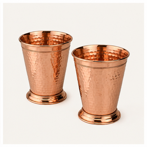 Wholesale Pure <b>Copper</b> Mint Julep <b>Cup</b> Set Traditional Handcrafted Hammered <b>Copper</b> Tumbler with Beaded Rim for Barware - Product Image 1