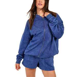 Ensemble de survêtement pour femme de haute qualité, 100% coton, coupe oversize, délavé à l'acide, avec logo personnalisé, pour la vente en gros - Product Image 6