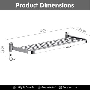 Towel Rack for Bathroom with Multipurpose <b>Hooks</b> Wall Mounted Hanger Bar <b>Shelf</b> Accessories for Bathroom Fine Quality Available - Product Image 2