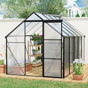 6x10 FT Heavy Duty Walk-in Polycarbonate Greenhouse Raised Base Aluminum Anchor Garden Greenhouses Rooms for Outdoor Backyard - Product Image 1