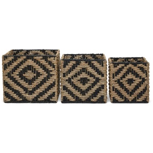 Wholesale <b>Black</b> and Natural Seagrass Storage Basket Eco-Friendly Handwoven Handles Vintage Style for Home Decor Kingcraftviet - Product Image 2