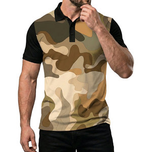 Prix de gros – Polos tactiques camouflage à manches courtes pour hommes, tricotés sur mesure, imprimés, tendance - Product Image 1