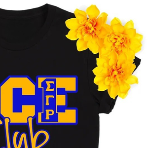 Camiseta SGRHO Ace Club Negra para Mujer, con Estampado Gráfico, Cuello Redondo, Manga Corta, Estilo Casual, Moda Urbana, Personalizada para Hermandad Griega - Product Image 4