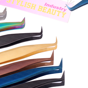 Pinces à épiler professionnelles en acier inoxydable pour extensions de cils, marque privée, faciles à utiliser, couleurs magnifiques, série experte - Product Image 2