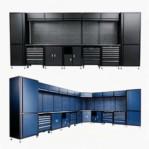 Modular Metal Tool Cabinets Powder Coating Pegboard Storage 12 Drawers Industrial Design Customizable Length <b>Padlockable</b> Doors - Product Image 1