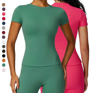 Haut de yoga pour femme à col rond, dos nu, avec coutures, contrôle du ventre, maintien élevé, léger, respirant, simple, pour fitness et course à pied - Product Image 6