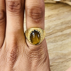 Fashionable Flower Design Brass Tiger Eye <b>Ring</b> 18k Gold Plated <b>Statement</b> Handmade <b>ring</b> Vintage Chunky Wholesale <b>Ring</b> For Women - Product Image 2