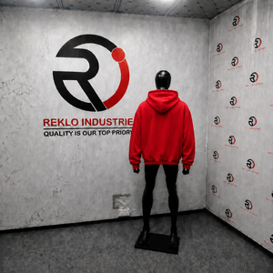 Red Hype Style Oversized Hip Hop Print Front Logo Regular Sleeve Winter Wear Fashion Top Cozy <b>Pullover</b> Hoodie Embroidered 100% - Product Image 4