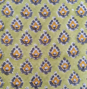 Olive Buti Hand Block Print Cotton Fabric Small Floral Indian Dress <b>Material</b> <b>Sewing</b> Fabric Wholesale - Product Image 4