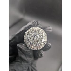 <b>Men</b> Hip Hop <b>Ring</b> Moissanite <b>Ring</b> 925 Sterling Silver 14K White Gold Plated Baguette and Round Cut Iced Out for <b>Men</b> <b>Ring</b> - Product Image 1