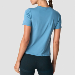 Camiseta Deportiva de Yoga Lisa para Gimnasio, Top Personalizado al por Mayor, Fabricante de Ropa de Fitness, Top Deportivo de Manga Corta de Color Sólido - Product Image 6