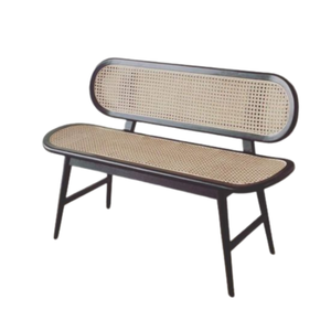 Banc en rotin moderne avec structure en bois massif, banc de salle à manger intérieur pour café, restaurant, hôtel, vente en gros de meubles - Product Image 1