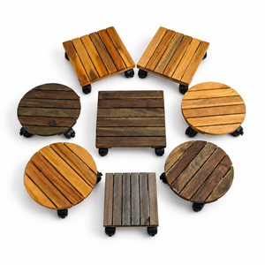 Soporte para Plantas de Madera de Acacia de Lujo, Forma Redonda, Duradero y Ecológico, Color Natural, para Hogar y Jardín, 30 cm x 30 cm - Product Image 1