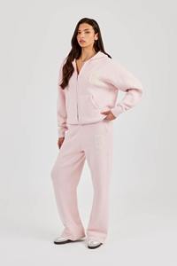 Custom Women's Winter Solid Blush <b>Pink</b> Short <b>Tracksuit</b> Full Zip Hoodie Jogger Set Cotton Fleece Casual Activewear Loungewear - Product Image 4