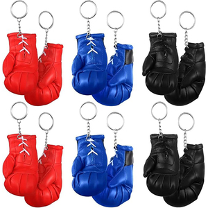 Porte-clés mini-gants de boxe bleus en similicuir à lacets, unisexe, pour équipement de boxe - Product Image 5
