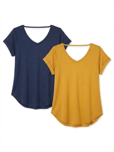 Women's Short Sleeve V Neck Sports <b>Jacket</b> Slim Fit Breathable Athletic Top Quick Dry Yoga <b>Workout</b> Gym Fitness - Product Image 2