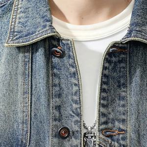 Chaleco vaquero sin mangas para hombre fabricado en fábrica con bolsillos delanteros, chalecos y chalecos a la venta - Product Image 3