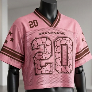 Camiseta deportiva Glory Custom de malla rosa, estilo streetwear, holgada, transpirable, estilo hip hop, corta, unisex. - Product Image 4