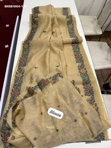 Sari en coton Muga de qualité supérieure, doux, avec bordure tissée à motifs dispersés, et pallu Jamdani tissé en Resham – Mode féminine - Product Image 3