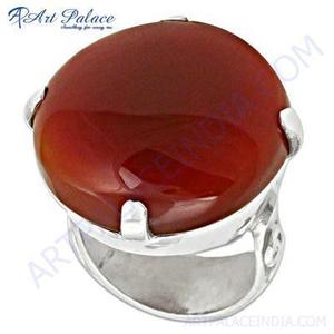 Hot Sale Coral Gemstone Silver <b>Ring</b> - Product Image 1