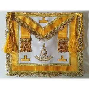 Servicio OEM de NESTA SPORTS, Delantal Masónico con Cordón y Borlas Doradas en los Laterales, Delantal Masónico Cuadrado de Color Dorado para Maestro Masón - Product Image 1