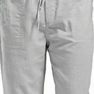 Pantalon décontracté en coton Oxford gris clair pour homme, taille élastique avec cordon de serrage, devant plat, léger, idéal pour l'été - Product Image 4
