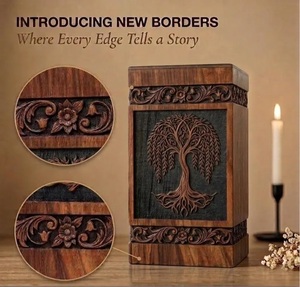 โกศไม้แบบสั่งทำพิเศษ เป็นมิตรกับสิ่งแวดล้อม ทนทาน สำหรับบรรจุอัฐิคนและสัตว์เลี้ยง ดีไซน์ต้นไม้แห่งชีวิต โกศสำหรับจัดงานศพ ทำด้วยมือ - Product Image 3