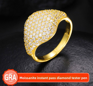 Iced Out <b>Dome</b> Moissanite Diamond <b>Ring</b> 925 Silver Luxury Statement <b>Ring</b> - Product Image 3