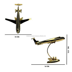 Đánh bóng đồng thau kim loại văn phòng bàn trang trí nội thất máy bay phản lực máy bay showpiece cho không gian làm việc & Tặng Bộ đồ ăn loại - Product Image 2