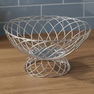 Panier de rangement pour légumes en fil métallique avec couvercle en bois, panier à fruits pour l'organisation du comptoir de la cuisine - Product Image 5