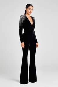 Club Wear Velvet Fabrication Signature Flared Silhouette <b>Women's</b> Wear Jumpsuits Bulk supply Casual Clubwear One Piece <b>Rompers</b> - Product Image 6