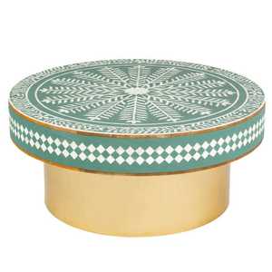 Bone Inlay Coffee <b>Table</b> – Luxury Floral Center <b>Table</b>, Decorative Living Room Furniture Modern <b>Round</b> Coffee <b>Table</b> - Product Image 2