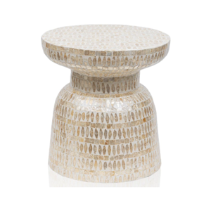 Natural <b>White</b> Capiz <b>Table</b> Minimalist <b>Round</b> Geometric Accent Side <b>Table</b> For Home And Hotel Interior Decoration - Product Image 1