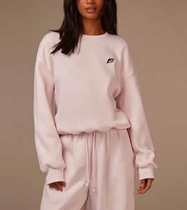 Ensemble sweat-shirt à col rond pour femme, haut à manches longues avec pantalon à jambes larges et cordon de serrage, tenue décontractée en deux pièces - Product Image 3