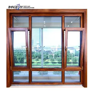 图像品牌其他窗户定制设计倾斜和转动铝窗玻璃窗与中国顶级品牌五金