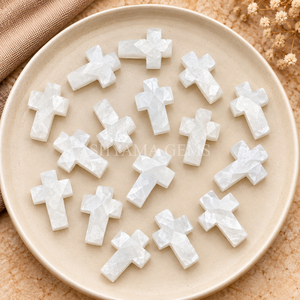 Colgante de Piedra Lunar Blanca en Forma de Cruz de 15x10mm, Tallado a Mano, para Joyería, Sanación con Cristales, Energía Reiki, Venta al Por Mayor - Product Image 2