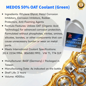Liquide de refroidissement MEDOS 50% OAT à technologie d'acides organiques (Vert) |   Antigel et anti-ébullition longue durée |   Protection avancée contre la corrosion des métaux - Product Image 3
