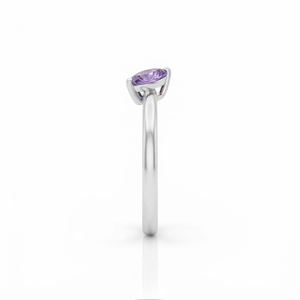 Rhaya Jewels Women's Trendy Elegant Rhodium Plated 925 <b>Sterling</b> <b>Silver</b> Marquise Cut Amethyst Solitaire Engagement <b>Ring</b> Prong <b>Set</b> - Product Image 3