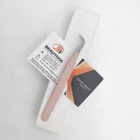 Pince à épiler professionnelle personnalisée pour extensions de cils, en acier inoxydable, à prise ferme, durable, pointue, marque privée, Nude Beautivia