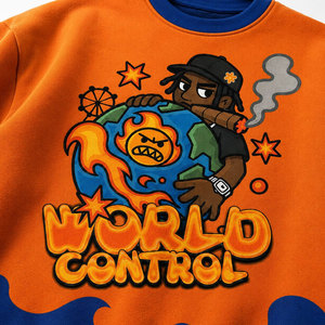 Custom Hoodies Men 100% Cotton Crew Neck Sweatshirt Streetwear Oversized Drop Shoulder Rib Crewneck Plain Pullover Sweatshirt - Product Image 6
