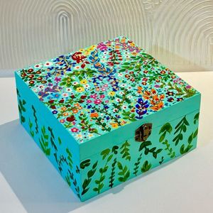Caja de Madera Pintada a Mano de Calidad de Exportación, Organizador Decorativo para Joyas y Accesorios, Ideal para Regalo, Artesanía Hecha a Mano - Product Image 3