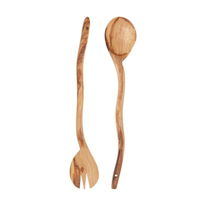 Handcrafted Olive Wood Salad Servers Set Eco-Friendly Natural Wooden Salad <b>Tongs</b> & Mixing Spoons Tableware For Wedding Tableware - Product Image 2