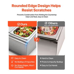 Bandeja de Servicio de Acero Inoxidable para Mostrador, Dispensador de Alimentos y Ensaladas con Rejilla Refrigerada para Buffet, Exhibición y Servicio de Condimentos - Product Image 3