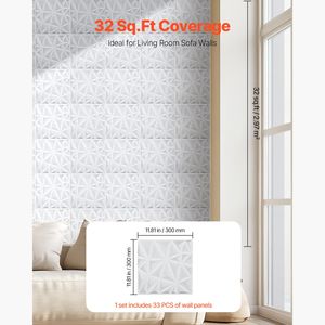 Set di 33 Pannelli 3D in PVC 11,81 X 11,81 Piastrelle Diamantate Minimaliste Moderne, Copertura 32 Piedi Quadrati, Decorazione Interna Effetto Marmo - Product Image 5